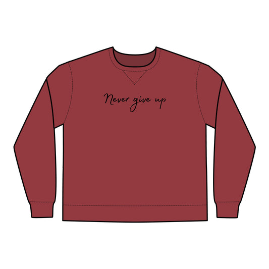 Mens Sweatshirt Never Give Up ComfortWash® Garment Dyed Crewneck