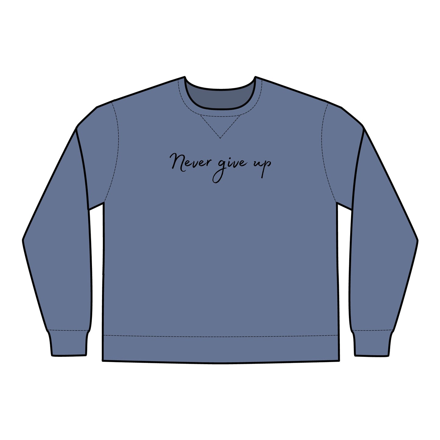 Mens Sweatshirt Never Give Up ComfortWash® Garment Dyed Crewneck