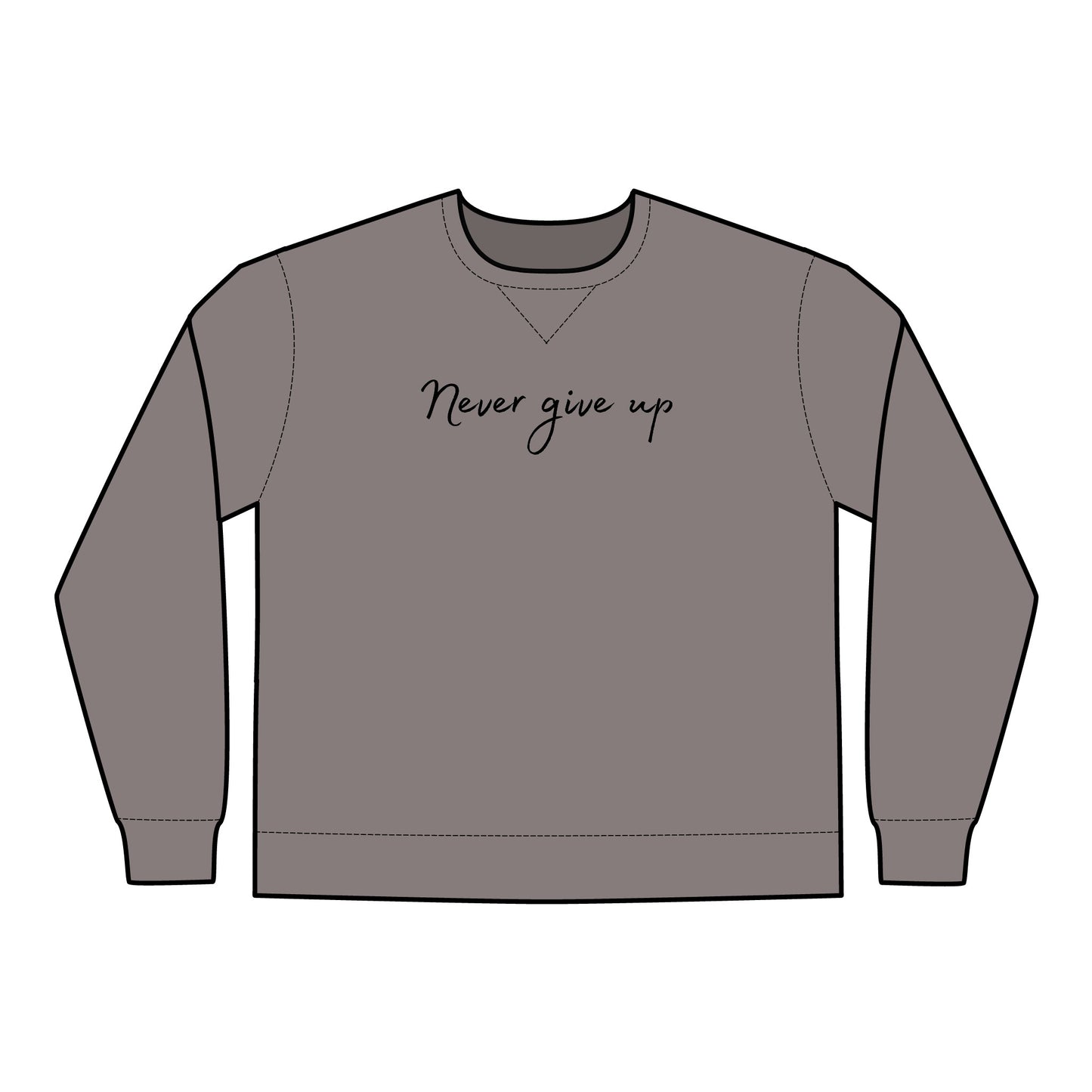 Mens Sweatshirt Never Give Up ComfortWash® Garment Dyed Crewneck