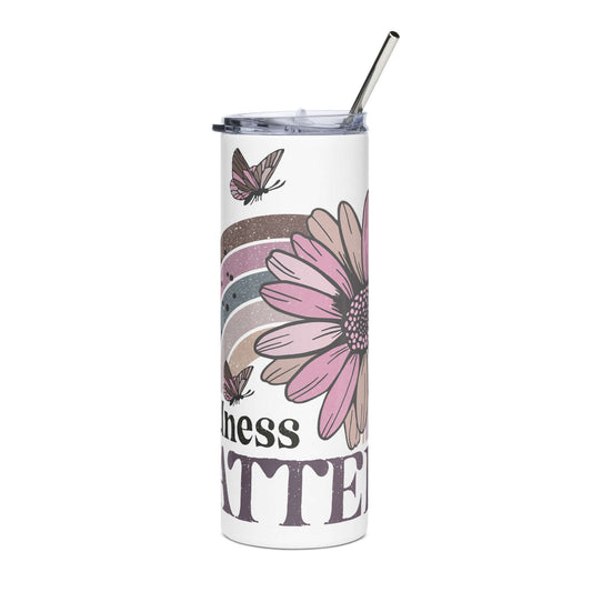 white stainless steel tumbler kindness matter